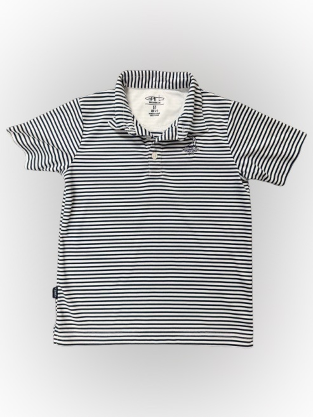 Garb Boys Striped Golf Polo Shirt 5T Navy White Performance Preppy
